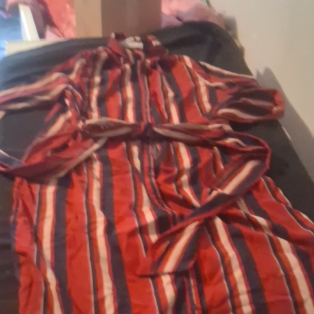 Flying Tomato Bold Stripe Midi Shirt Dress L - Picture 11 of 11